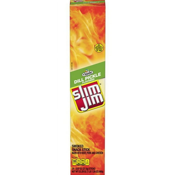 (Price/case)Slim Jim 2620012345 Beef Jerky Giant Dill Pickle 6-24-.97 Ounce