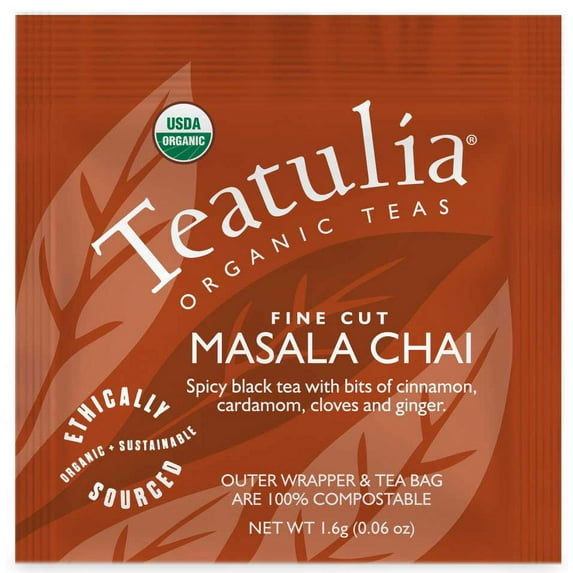 (Price/case)Teatulia Organic Teas WST-CHAI-50 Teatulia Masala Chai Wrapped Standard Tea Bags 50Ct
