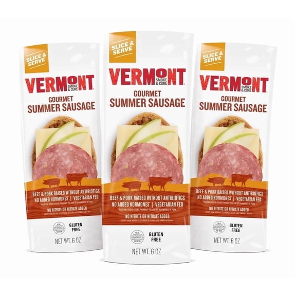 Vermont Smoke & Cure Uncured Summer Sausage Stick Charcuterie Board Gourmet Sausage Meat 6 oz 3pk