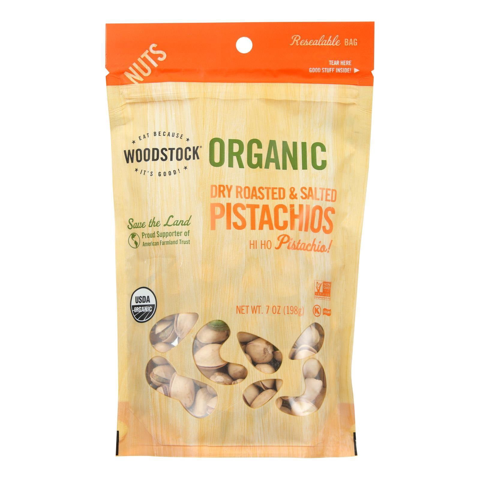(Price/case)Woodstock - Organic Roasted Salted Pistachios - Case of 8 - 7 oz.