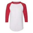 thumbnail image 1 of Augusta Sportswear 4420.225.L Baseball 3 by 4 Sleeve T-Shirt 2.0, White & Red - Large, 1 of 3