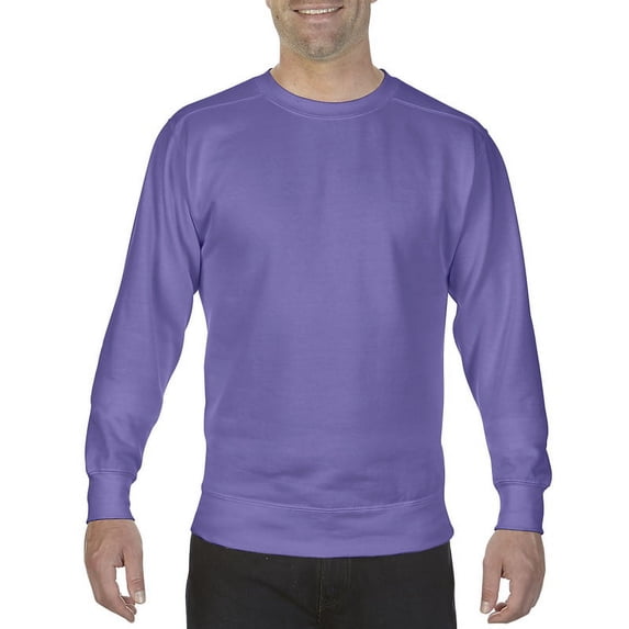 (Price/each)Blank and Custom Comfort Colors 1566 Adult Ringspun Crewneck Sweatshirt-Violet-S