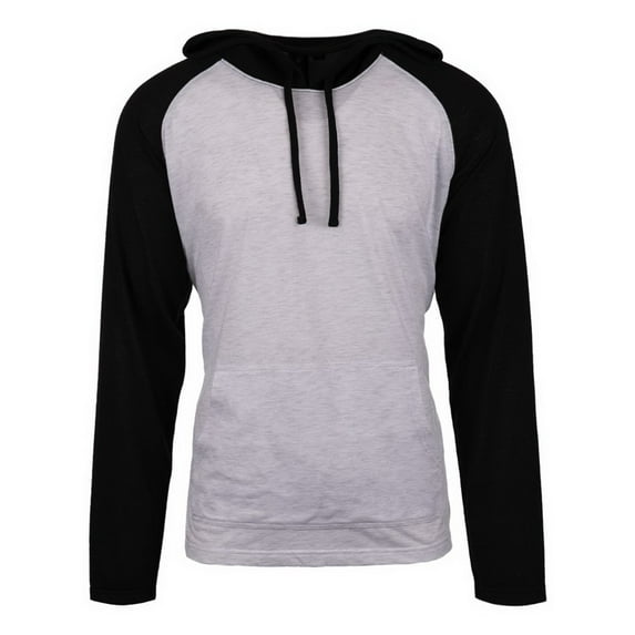 (Price/each)Burnside 8127 Striped Sleeve Raglan Jersey Hoodie-White/Black-L