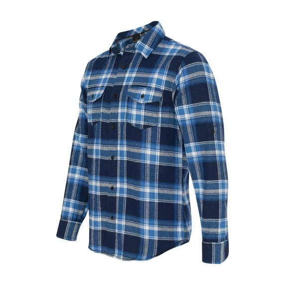 (Price/each)Burnside B8210 Mens Plaid Flannel Shirt-Blue/White-XL