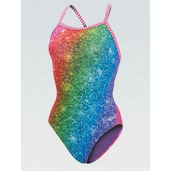 dolfin women's uglies prints v-2 back one piece swimsuit (over the rainbow, 36)