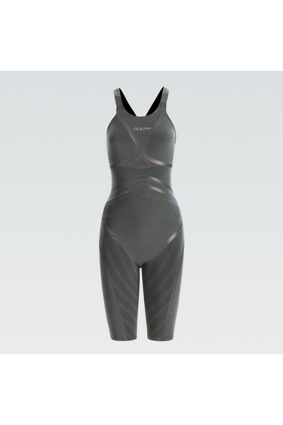 (Price/each)Dolfin 1141RRT Womens LIGHTSTRIKE Tight Leg Open Back Tech Suit-Silver Spingery-22