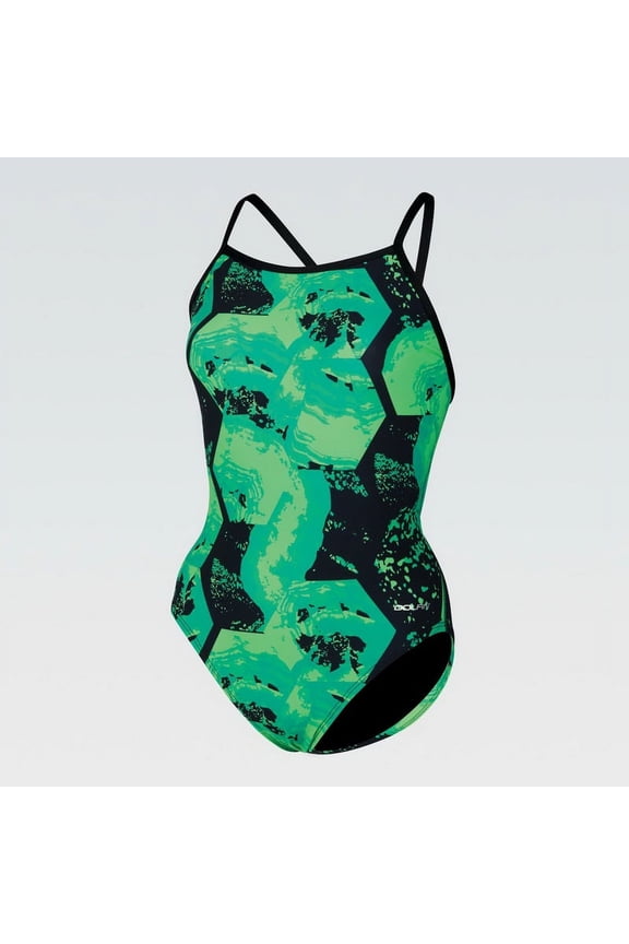 (Price/each)Dolfin 124VBG Womens Graphlite SERIES Rogue V Back One Piece-Green Rogue-34