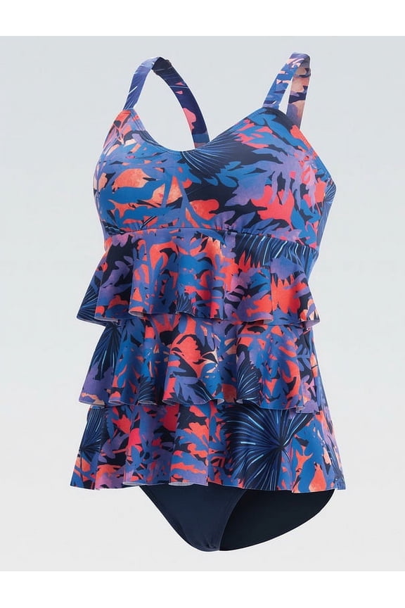 (Price/each)Dolfin 3210ISLA AQUASHAPE Women's Isla Ruffle Tier One-Piece Swimsuit-Multi-8
