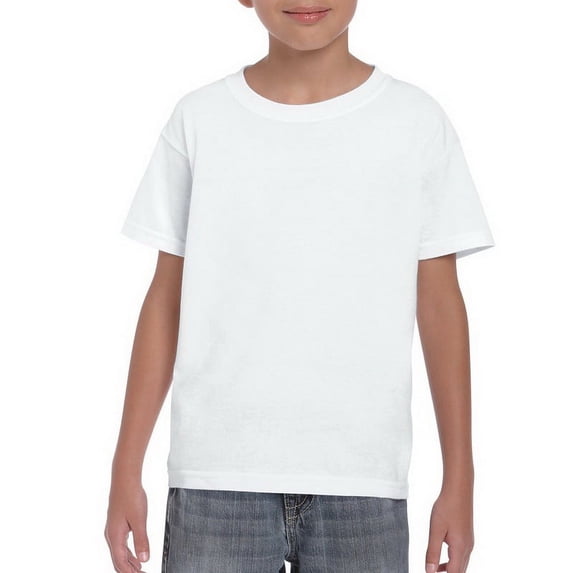 (Price/each)Gildan 8000B Youth Dry Blend 50/50 T-Shirt-White-10-12