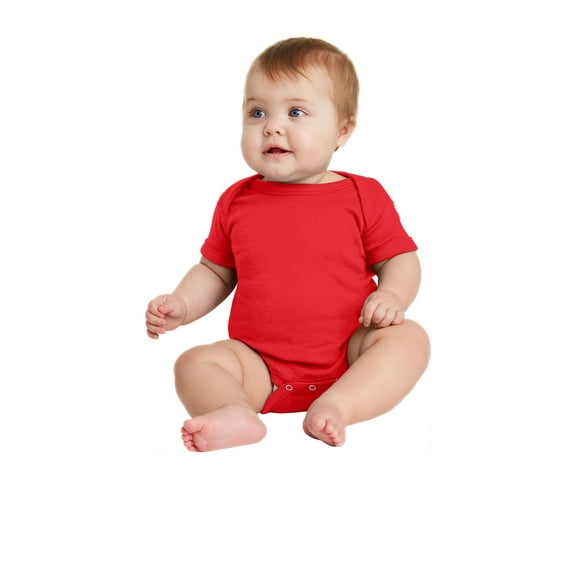(Price/each)Rabbit Skins 4400 Infant Lap Shoulder Bodysuit-Red-18M
