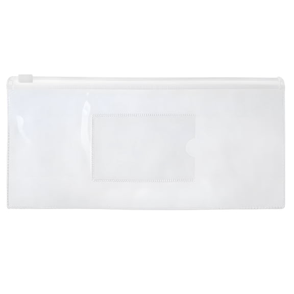 (Price/piece)Muka Clear Zipper Envelope File Folders, Transparent PVC Storage Bags with Label Pocket-Clear