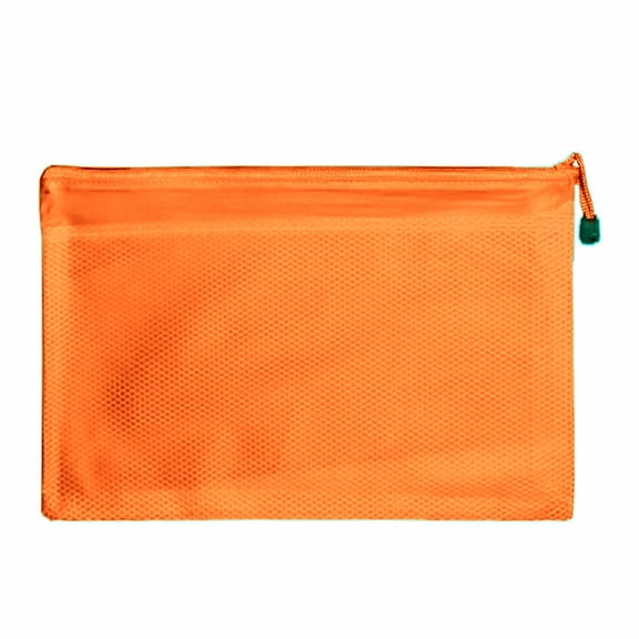 (Price/piece)Muka Mesh Laminated Zipper Pouches Transparent Document Bags Pencil Case Storage Organizer Bags-Orange-B8