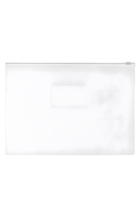 (Price/piece)Muka Transparent Clear Zip Envelope File Folder Document Bag A4/Letter Size with Label Pocket-Clear