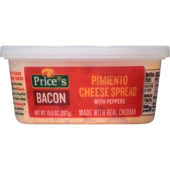 Price*s Bacon Pimiento Cheese Spread with Peppers, 10.5 oz Tub, Refrigerated