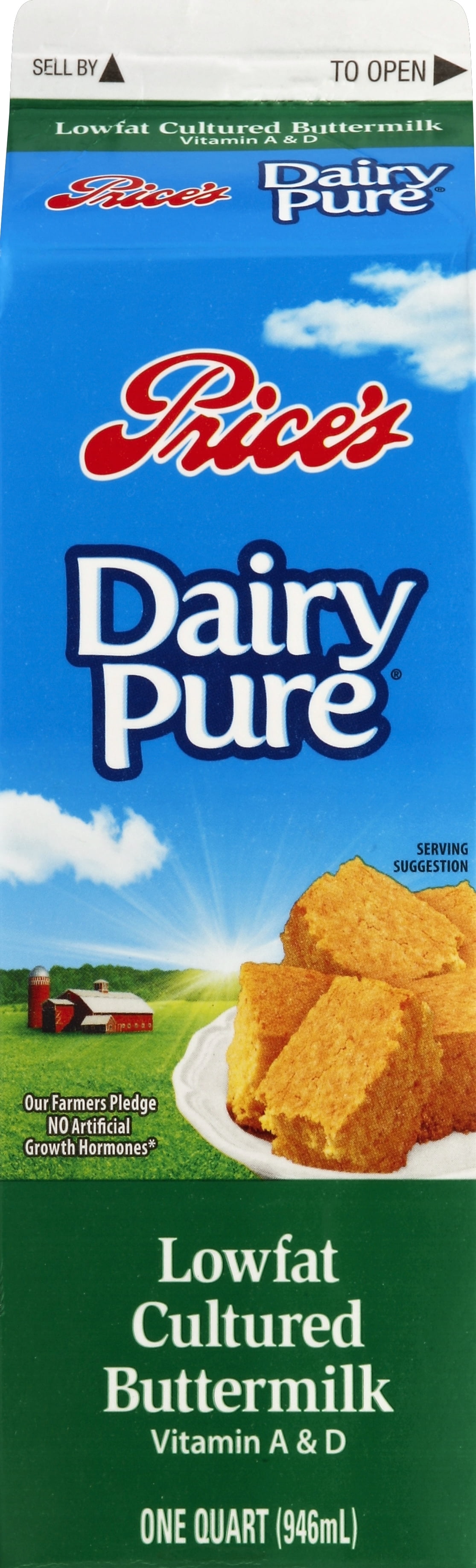 Price's Cultured LowFat Buttermilk, 1 Quart