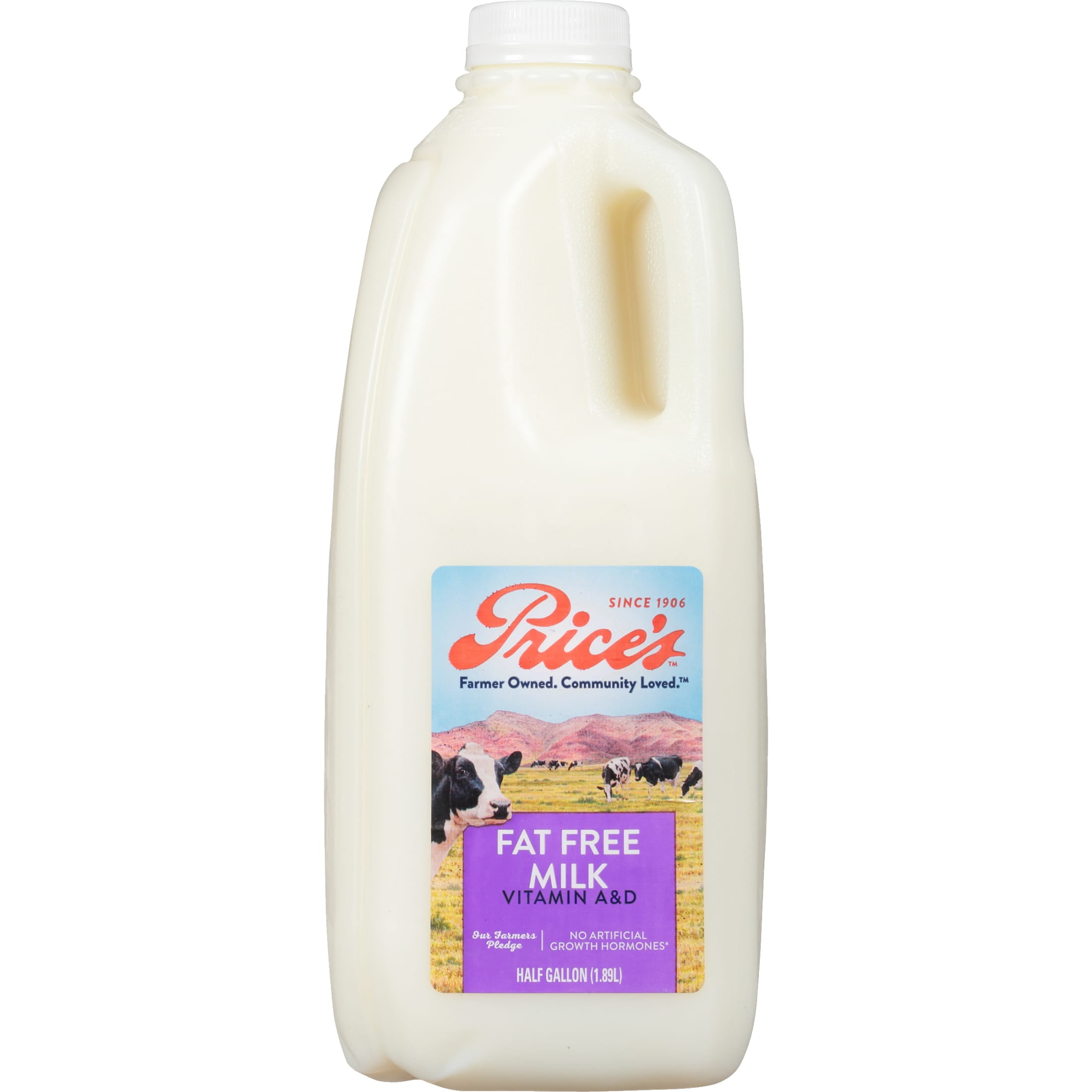 Price's Fat Free Milk with Vitamin A and D, Skim Milk Half Gallon 1 Jug