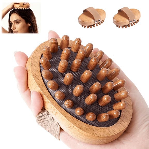 Prichor 2 Packs Wood Therapy Massage Tools, Manual Meridian Massage Body Brush for Body Sculpting, Wooden Scalp Massager Therapy Tools for Cellulite Reduction, Distribute Fat Deposits,