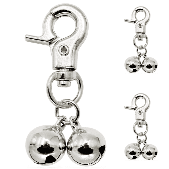 Prichor 3-Pack Pet Collar Bells, Heavy Duty Snap Clip Pendant Charms for Dogs & Cats, Silver Christmas Gift Accessories