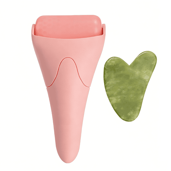 Prichor Ice Roller for Face and Gua Sha Facial Tool Set  Face Ice Roller for Cooling and Soothing  Skin Care Tools  Self Care Gift for Women  Pink