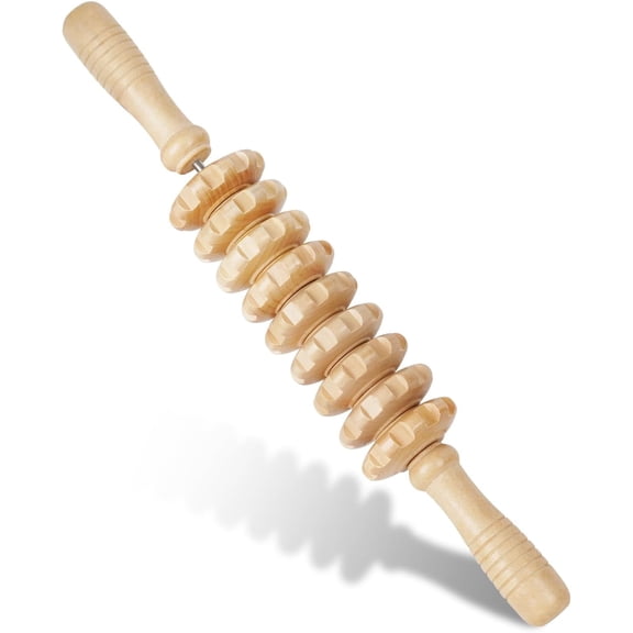 Prichor Manual Wooden Fascia Massage Roller Trigger Point Massage Tool for Muscle Relief Natural Wood (Natural Wood)