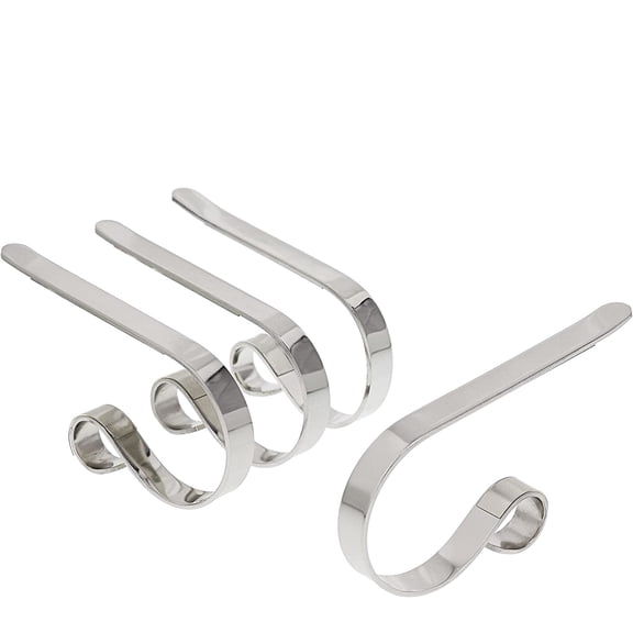 Prichor The Original MantleClip Stocking Holder - 4 Pack (Silver) - Hang Christmas Stockings Safely and Securely from Mantels Up to 3 Inches Thick