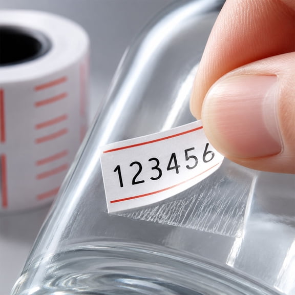 Pricing Labels White Price Tags With Double Red Lines 10 Rolls Tube 6000PCS Total Self-Adhesive Pricing Stickers Price Marking Labels 21.5x12mm Retail Store Supermarket