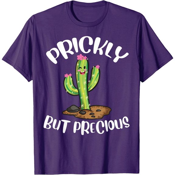 Prickly But Precious Funny Cacti Tee Cute Cactus Unisex T-Shirt for Men Women Kids Toddler,Purple Color,Size XL