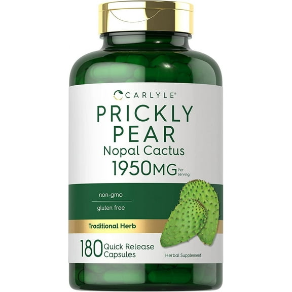 Prickly Pear 1950mg | 180 Capsules for Men and Women | Nopal Cactus Supplement | by Carlyle