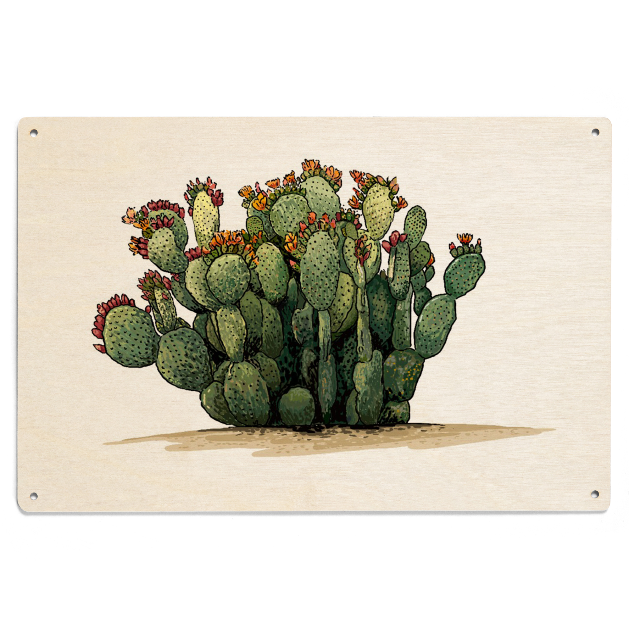 Rustic Cactus Sign Prickly Pear Cactus Birch Wood Wall Sign (6x9 Rustic Home Decor, Ready ...
