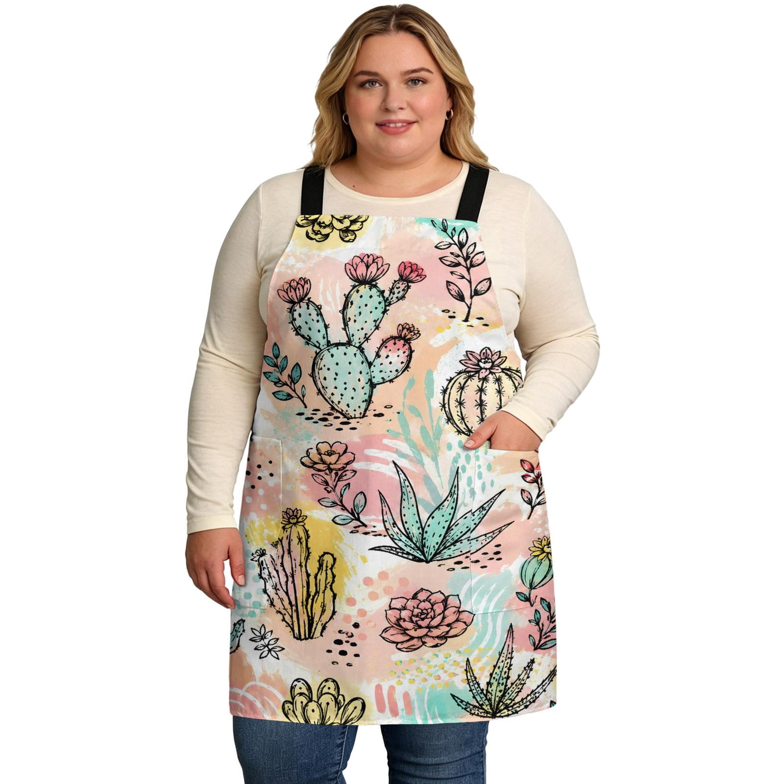 Prickly Pear Cactus Cooking Aprons for Men with 2 Pockets, 39