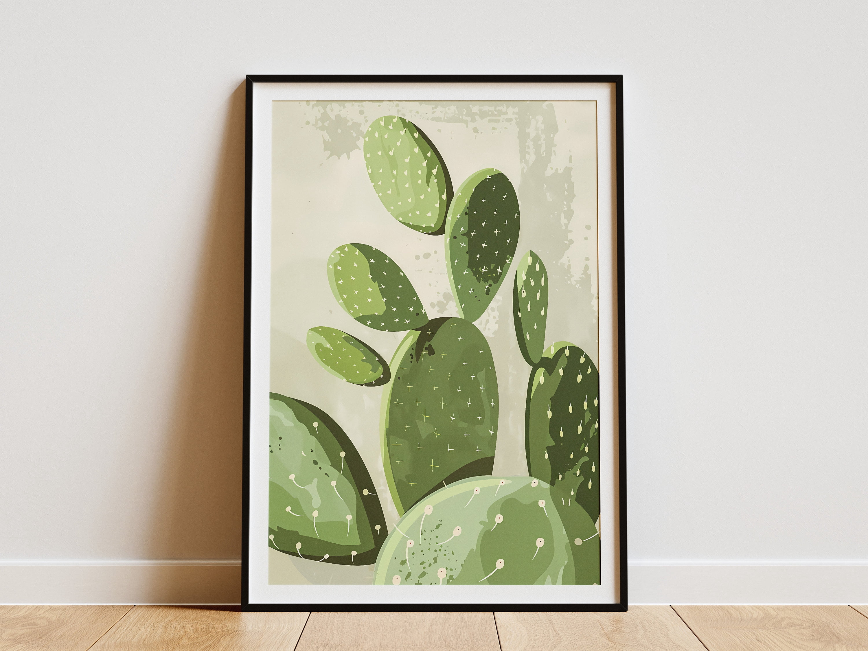 Prickly Pear Cactus Illustration Minimalist Desert Print Botanical Wall ...