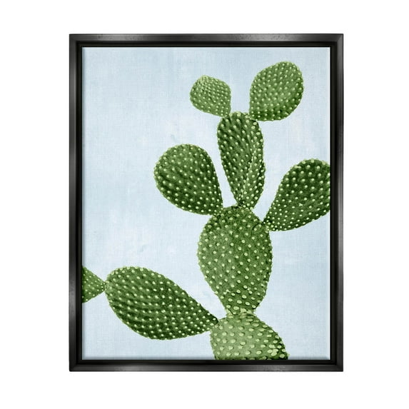 Prickly Pear Desert Cactus Botanical & Floral Graphic Art Jet Black Framed Art Print Wall Art