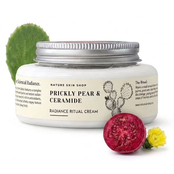 Nature Skin Shop Prickly Pear and Ceramide Radiance Ritual Cream - 4 Ounces - Moisturizing Body and Face Butter for Luminous Glow - Advanced Skin Barrier Support