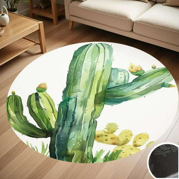 Prickly Pear Watercolor Desert Cactus Round Carpet Living Room Bedroom Home Decoration Coffee Table Mat Lounge Rug Chair Mats