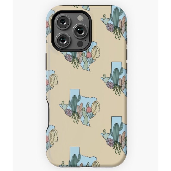 Prickly Texas Cactus State Map Phone Case for iPhone 16 15 14 13 12 11 Pro Max
