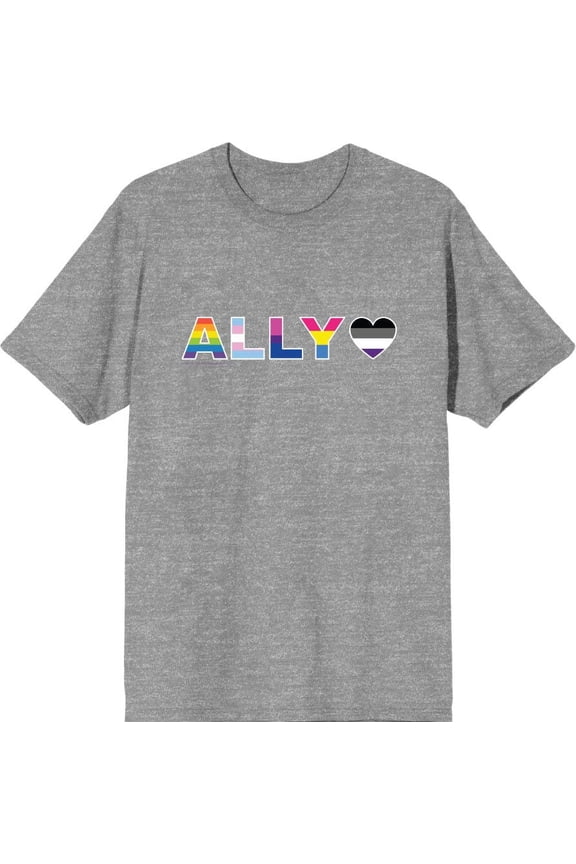 Pride Ally Pride Flag Colors Men's Heather Gray Crew Neck Short Sleeve Tee-Medium