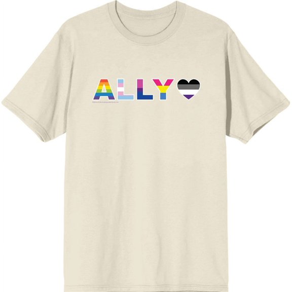 Pride Ally Pride Flag Colors Men's Natural Crew Neck Short Sleeve Tee-XXL