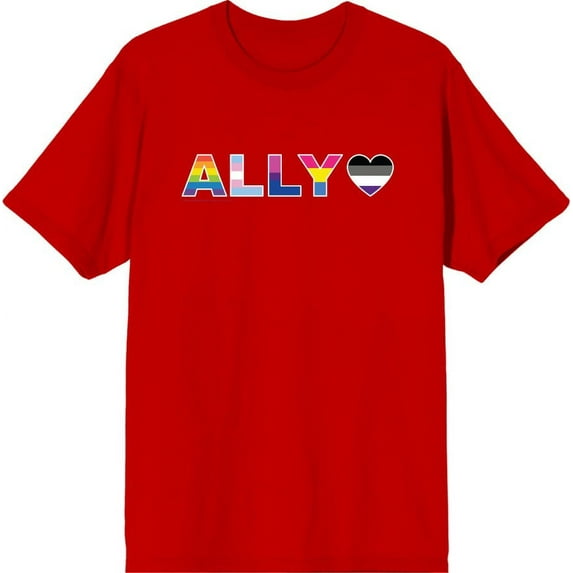 Pride Ally Pride Flag Colors Men's Red Crew Neck Short Sleeve Tee-XS