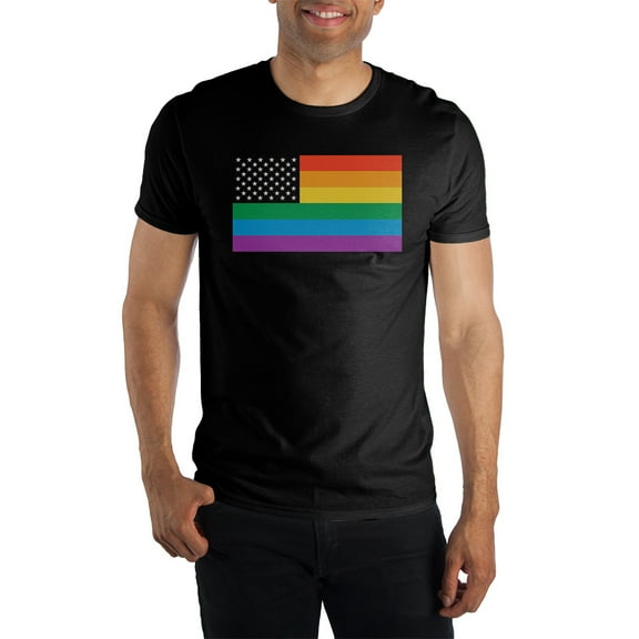 Pride American Rainbow Flag T-Shirt For Men Tee Shirt-Medium
