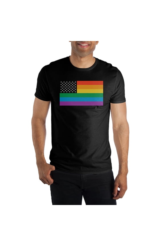 Pride American Rainbow Flag T-Shirt For Men Tee Shirt-X-Large