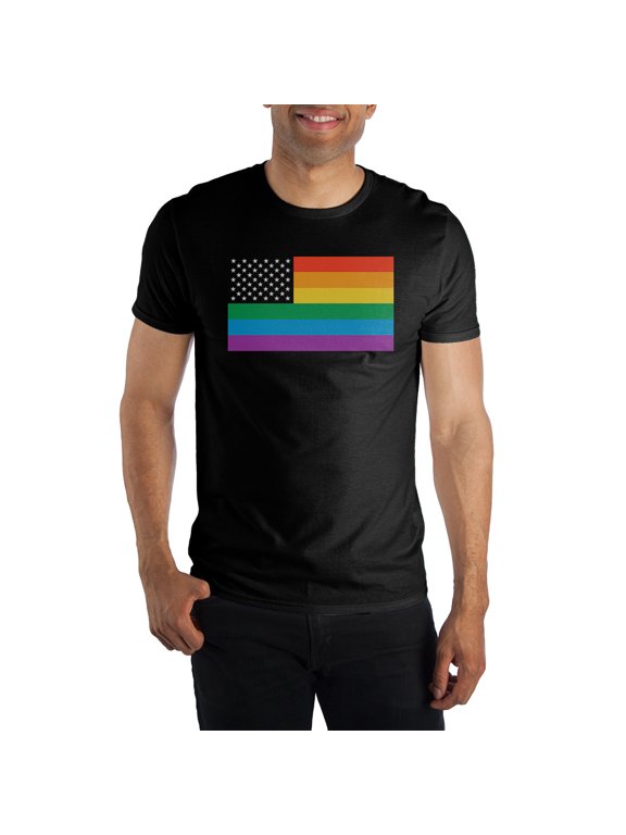 Pride American Rainbow Flag T-Shirt For Men Tee Shirt-XX-Large
