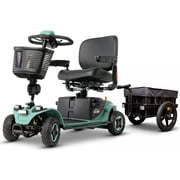 Pride Baja Bandit Mobility Scooter + Cargo Trailer + Cell Phone Holder, Sage Color, Off Road Mobility
