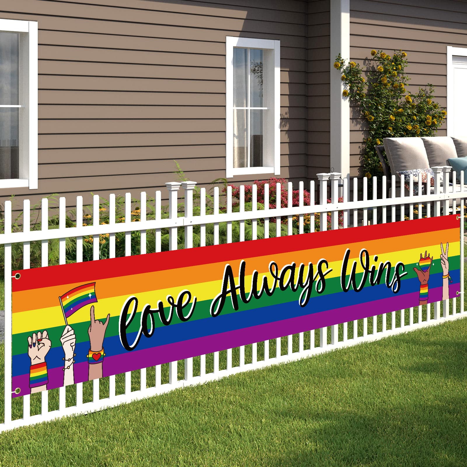 Pride Banner Yard Sign r Gay Multiple Words Joint Lesbian Bisexual