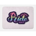 thumbnail image 1 of Pride Bath Mat, Modernistic Bubbly Calligraphy of Happy Pride Day LGBT Community, Plush Bathroom Decor Mat with Non Slip Backing, 29.5" X 17.5", Pale Pink Multicolor, by Ambesonne, 1 of 2