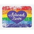 thumbnail image 1 of Pride Bath Mat, Spread Love Inspirational Hand Writing Heart Gay LGBT Parade Slogan Grungy Vibrant, Non-Slip Plush Mat Bathroom Kitchen Laundry Room Decor, 29.5 X 17.5 Inches, Multicolor, Ambesonne, 1 of 2