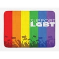 thumbnail image 1 of Pride Bath Mat, Support LGBT Calligraphy with Celebration Theme Crowd People Silhouette with Flags, Plush Bathroom Decor Mat with Non Slip Backing, 29.5" X 17.5", Multicolor, by Ambesonne, 1 of 2