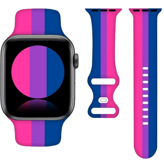 Pride Bisexual Bands Compatible with Apple Watch Band 42MM 44MM 45MM 49MM, Silicone Strap Compatible with iWatch Bands Ultra Series SE 9 8 7 6 5 4 3 2 1 for Women Men