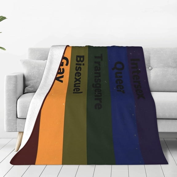 Pride Blanket Rainbow Progress Throw Blanket 50x40 Inches Lesbian Flag Throw for Couch Sofa Bed Travel