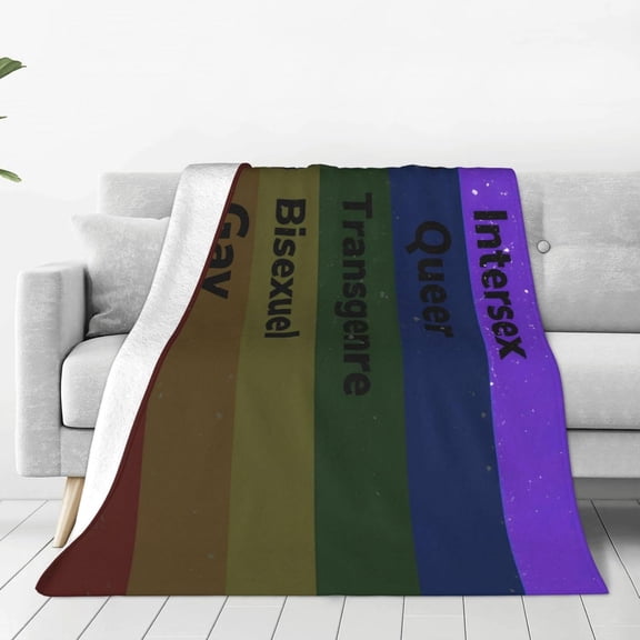Pride Blanket Rainbow Progress Throw Blanket 50x40 Inches Lesbian Flag Throw for Couch Sofa Bed Travel