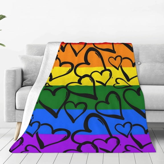 Pride Blanket Rainbow Progress Throw Blanket 60x50 Inches Pride Progress Throw for Couch Sofa Bed Travel
